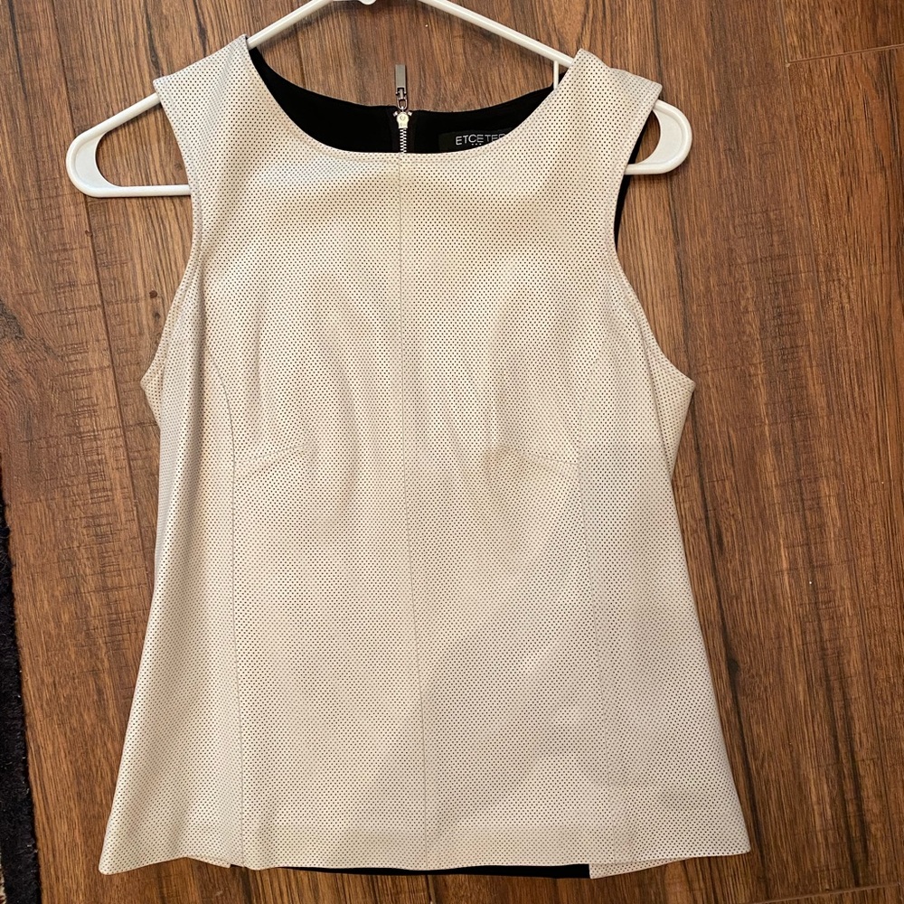 ETCETERA white leather top size 0